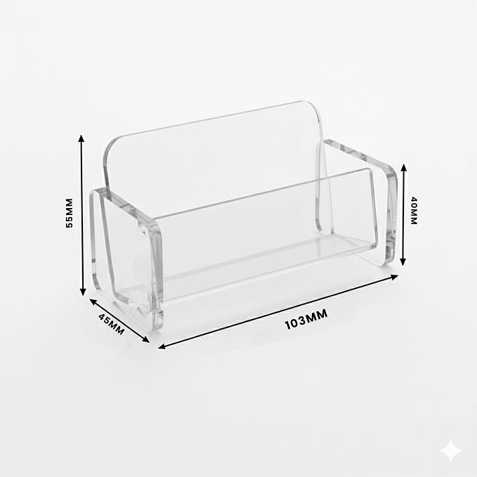 Acrylic Business Card Holder | Clear Business Card Organizer for Horzontal Cards | Plastic Business Card Display for Desk Organization | Office Desk Accessories