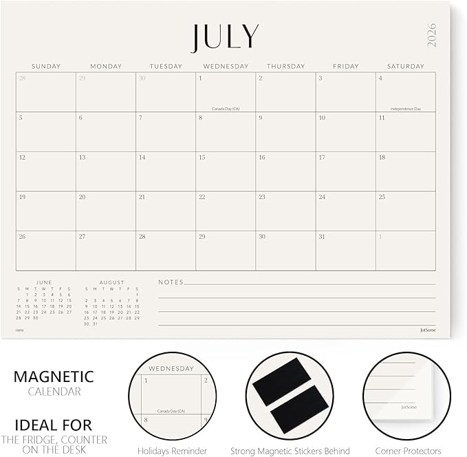 Jotsome Magnetic Calendar for Refrigerator 2026-2027, Monthly Fridge Calendar From Now to June 2027 14x10.5 inch, Easy Planning, Gift for the Holidays (Horizontal)