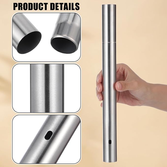 DOITOOL Stainless Steel Cylinder Box 11.8 Inch Document Storage Tube for Birth Certificates Diplomas Waterproof Metal Holder for Office and Home Organization