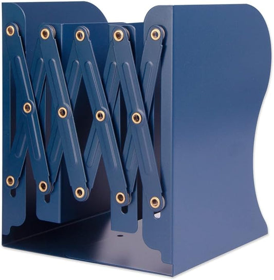 Aobopar Metal Bookends - Heavy Duty Book Holders for Shelves, Suitable for Office, Home and School Use (Dark Blue)