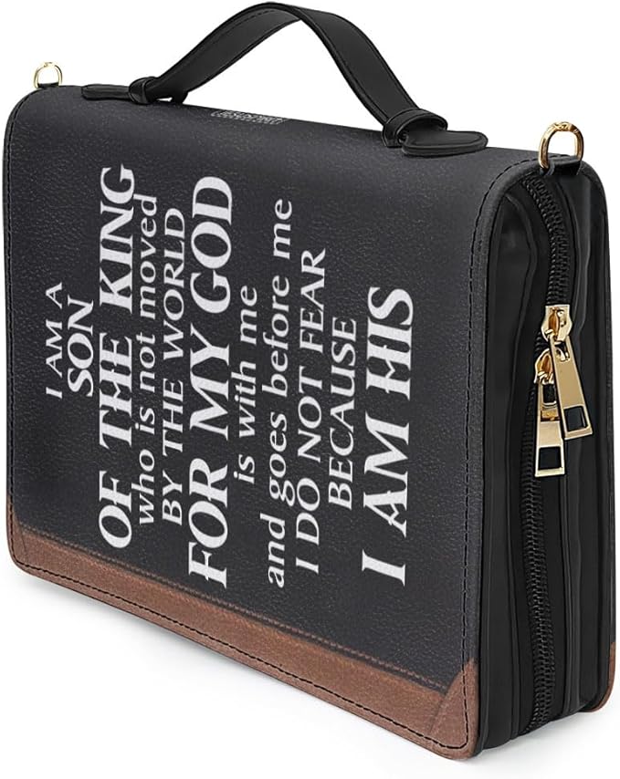 Jeuspirit Bible Covers - Leather Bible Organizer Case, Christmas Gifts For Women, Men, Christian Gifts For Women - Bible Holder Bag, Bible Carrying Case Large Size (Son Of The King)
