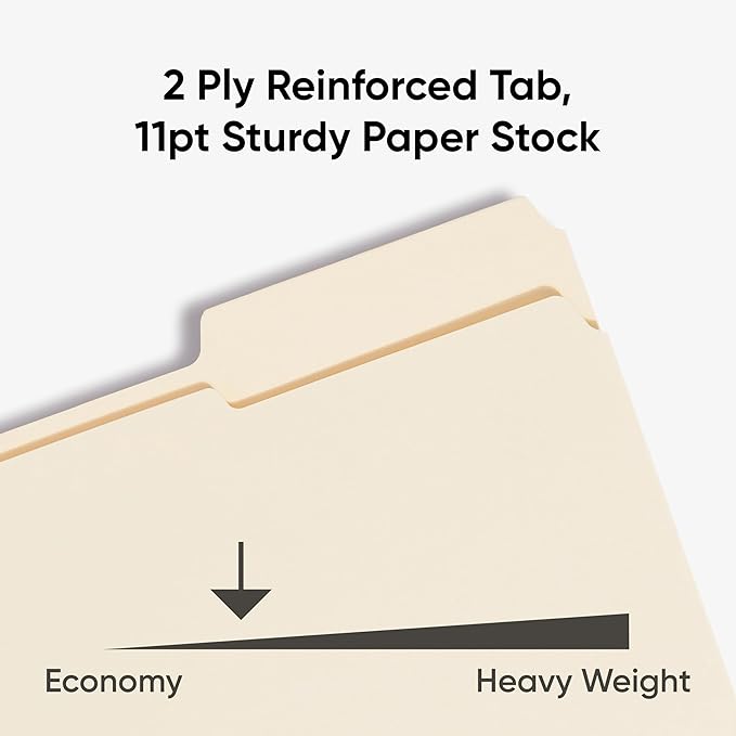 Smead File Folders Letter Size, Reinforced 1/3-Cut Tab, Assorted Positions, Letter Size, Manila Folders 8.5 x 11, 100 per Box (10334)