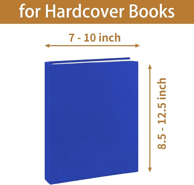 KICNIC Blue Book Covers 3 Pack, 9x11 Inch Jumbo Stretchable Book Sox for Most Hardcover Books, Up to 10”x12.5” Washable, Reusable Protective Cover for Textbooks