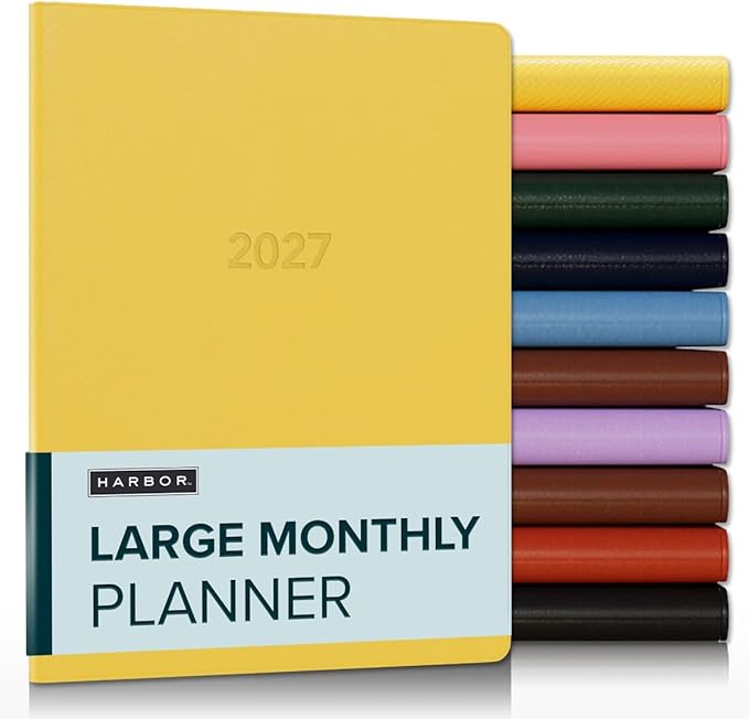 Harbor Large Monthly Planner 2027, Calendar Planner and Notebook, Durable Faux Leather, 14 Months, 96 Pages, Softcover & Lightweight - Key West Sundance - 9.75x7.5"