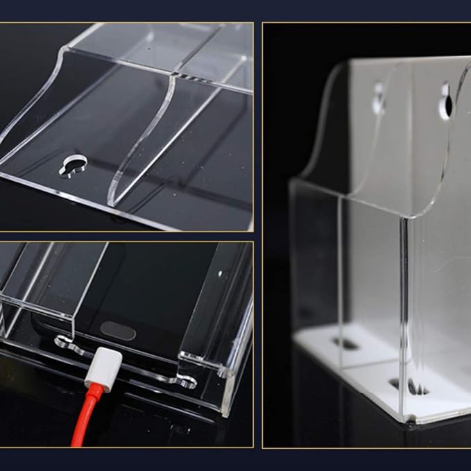 Acrylic Cell Phone Storage Holder Wall Mount TV Remote Control Media Storage Box Organizer White Back 3 Slots