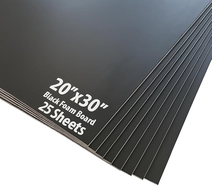 Flipside Products 20" x 30" Black Foam Board, Arts and Crafts, 3/16" Thick, Presentations, Signboards, Backing Board, Display, Pack of 25