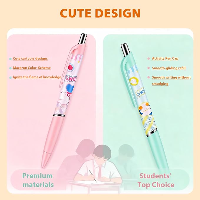 4Pcs Pink Cute Cat Mechanical Pencils 0.5mm Green Mechanical Pencil Kawaii Cartoon Cat Mechanical Pencil School Pencil Cat Gifts for Women Man