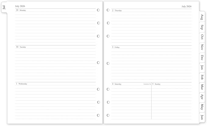 2026-2027 Weekly & Monthly Planner Refill, A4 Letter Size Inserts for 3 Ring Binder, Size 5, 8.5"x11", July 2026 - June 2027, 7/3-Hole Punched