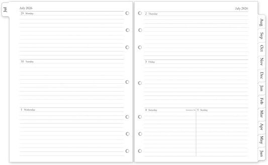 2026-2027 Weekly & Monthly Planner Refill, A4 Letter Size Inserts for 3 Ring Binder, Size 5, 8.5"x11", July 2026 - June 2027, 7/3-Hole Punched