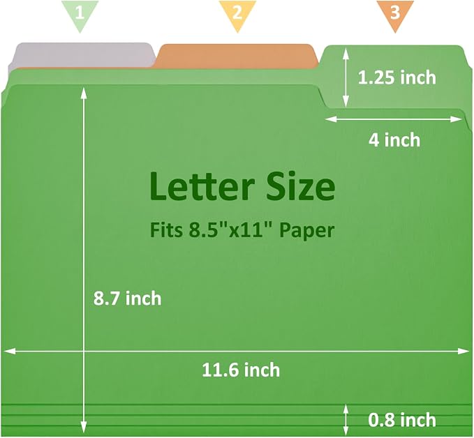 FUCDTEFC File Folders, 30 Pack Manilla Folders 8.5x11, 1/3-Cut Tab Letter Size Manila Folders, 6 Assorted Colors Heavy Duty Folders for Paper Documents Business Home School Classroom Office Supplies