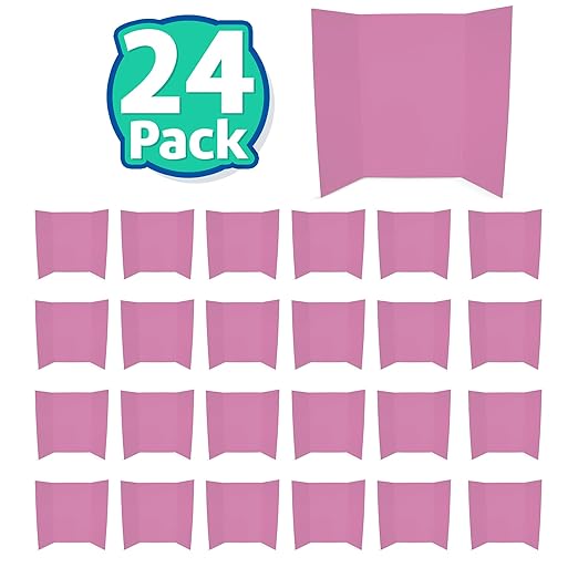 Flipside Products 36” x 48” Project Boards for Presentations, Science Fair, School Projects, Event Displays and Trifold Picture Board, Proudly Made in USA – Pink - 24 Pack