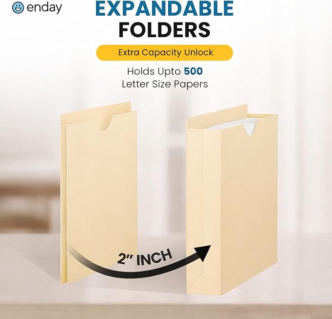 Enday Manilla Folders 8.5 x 11 (25 Pack) File Folders - Straight Cut Tab - Letter Size Jacket Folders for Home & Office, Pocket File Folders