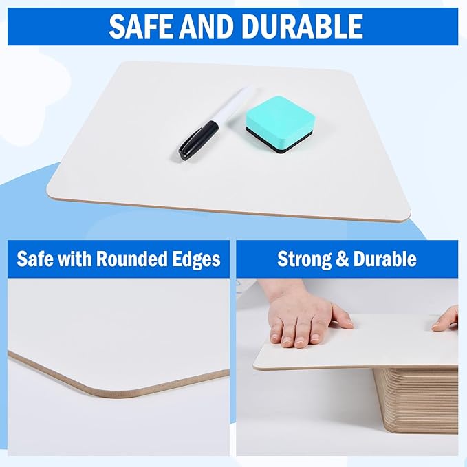 12 Pack Small Dry Erase Boards Classroom Pack 12 x 9 Inch Double Sided Mini White Boards Portable Dry Erase LapBoards for Teacher Supplies with 12 Erasers and 12 Markers