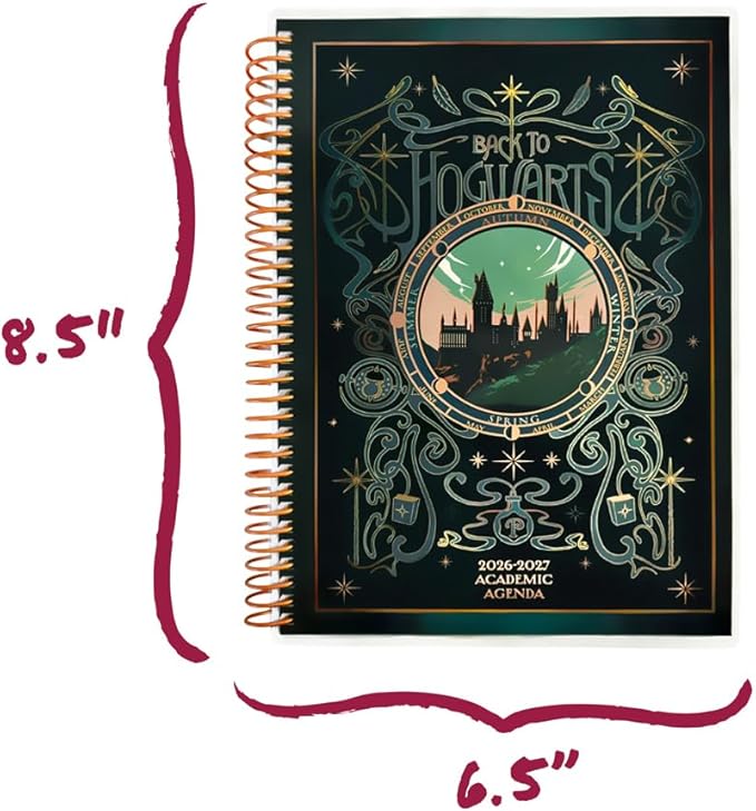 ConQuest Journals Harry Potter 2026-2027 Hogwarts Academic Agenda, July - June, 8.5'' x 6.5'', Spiral-Bound, Weekly/Monthly Calendar Planner Pages, Sticker Sheets, School Supplies, Officially Licensed