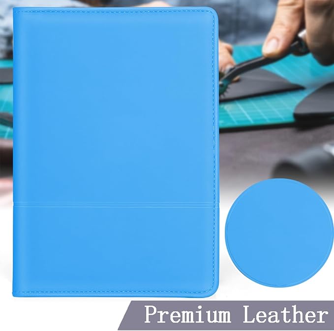 Lcjtop Classic Padfolio/Junior Portfolio Folder Case, A5 Business Organizer Binder for Men Women, 5 x 8 Writing Pad Included,Blue