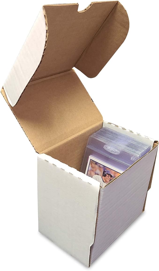 BCW 5-Inch Semi Rigid #1 Card Holder Storage Box - Holds 130 Semi-Rigid Card Holders - White Corrugated Cardboard - Ideal for Trading, Sports & Collectible Cards