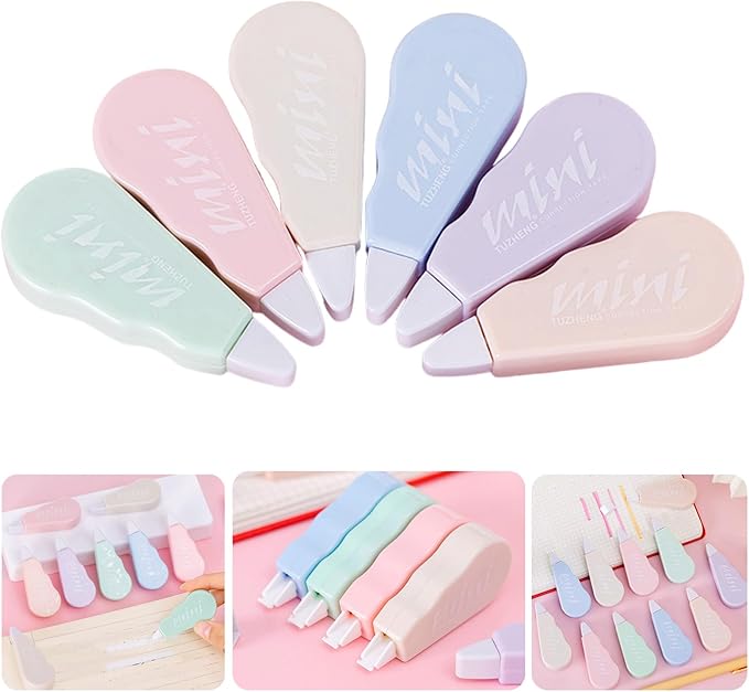 6Pcs Correction Tape Roller White Out Tape Quick Drying Corrective Tape for Writing Journaling School Office Supplies