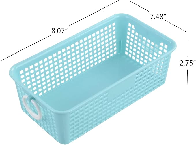 6 Packs Colorful Small Plastic Rectangle Storage Baskets, Kitchen Classroom Office Bedroom Baskets