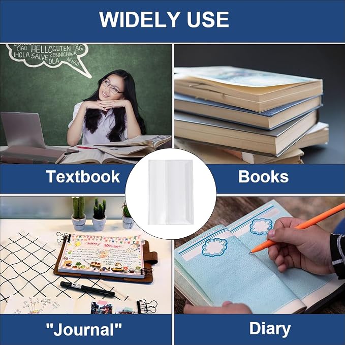 GORGECRAFT 10Pcs Transparent Book Sleeve 10.5 x 7.5 Inch Adjustable Waterproof Plastic Clear Page Protector with Self-Adhesive Closure for Textbook Paperbacks Journal Diary Office