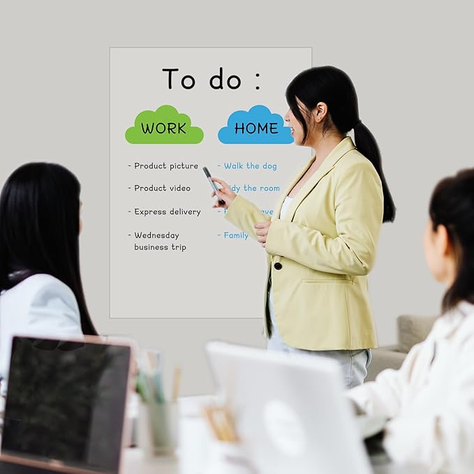 15 Pack Static Dry Erase Sheets, Transparent Dry Erase Wallpaper Whiteboard Sticker Wall 31.5 x 24 Inch