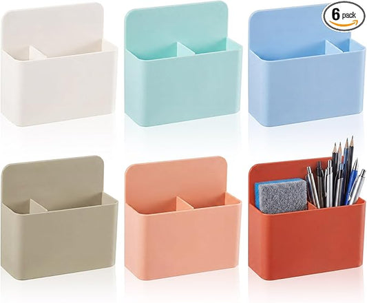 6 Pcs Magnetic Dry Erase Marker Holder Magnetic Pen Holder for Whiteboard Magnet Pencil Storage Organizer for Office Refrigerator Locker Classroom Organization Metal Cabinets (Boho)