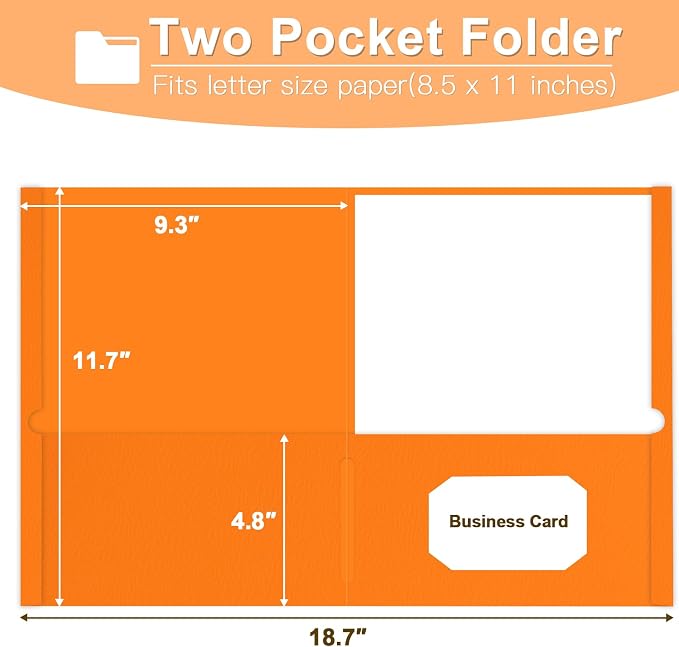 Folders with Pockets, LAYZZ 30 Pack Paper Pocket Folders, 2 Pocket File folders Fits Letter Size Paper, for School Office and Home (Orange)