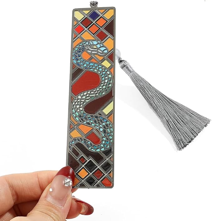 feimeng jewelry Gothic Horror Snake Bookmark with Tassel Gifts for Book Lovers - Unique Brass Book Mark Reading Supplies, Book Accessories for Women Men