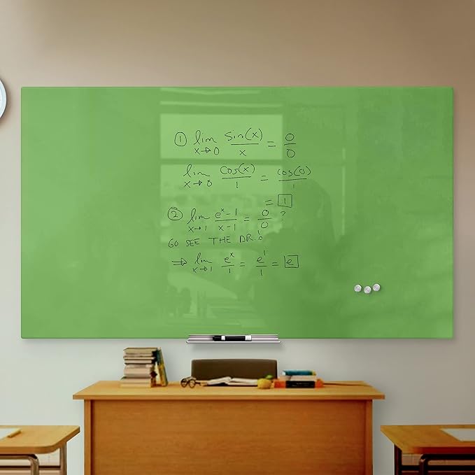 Eased Corners - Glass Dry Erase Board - Frameless Glass Board for Wall - Surface Green 48"x72" - Include Markers, Magnets, Eraser for Office & Home by Fab Glass and Mirror