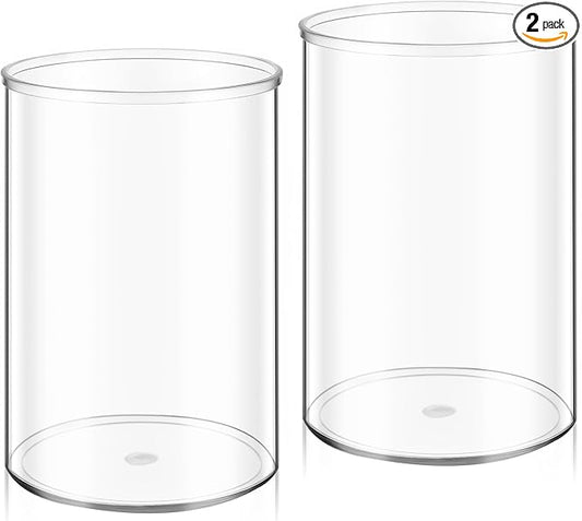 2 PCS Round Acrylic Pen Holder, Cylinder Container Organizer, Pencil Holders, Clear Round Makeup Brush Holder, Desk Accessories for Cosmetics, Toothbrush, Crayons, Utensils