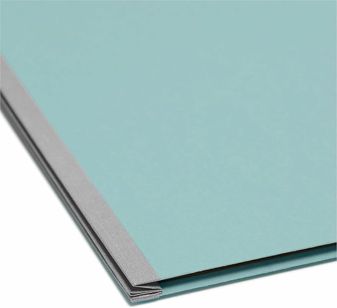 Smead Pressboard Classification File Folder with SafeSHIELD Fasteners, 2 Dividers, 2" Expansion, Letter Size, Blue, 10 per Box (14030)
