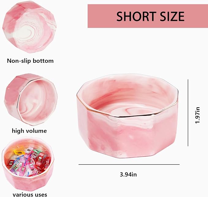 Aesthetic Desk Accessories Set of 2 For Your Office Desk Decor- Sturdy Concrete Desktop Accessories For Women or Men Enhance Any Office Decor - Set incl. Pen Holder, Paperclip Storage (pink and white)