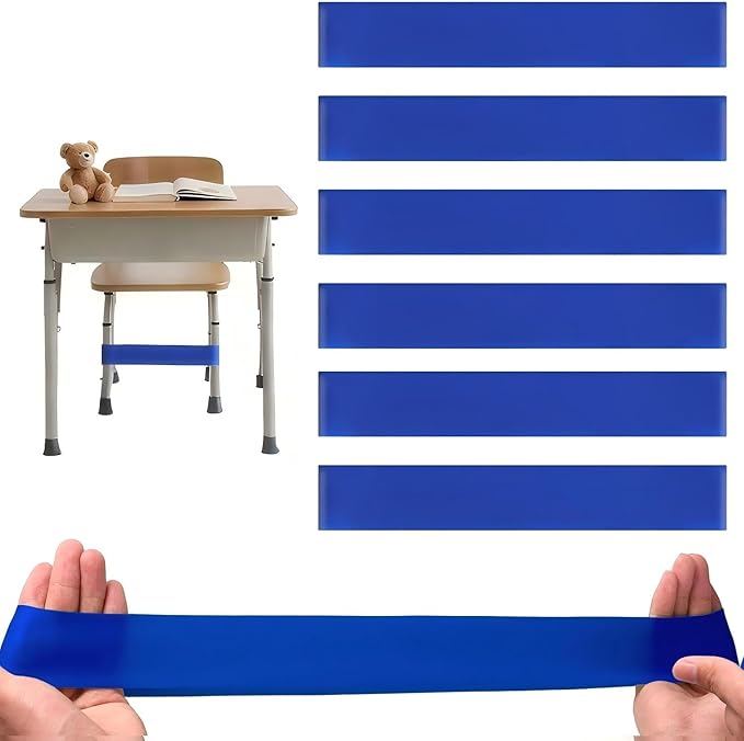 6 PCS Chair Bands With Fidgety Feet Colorful Chair Fidget Bands Desks Stretch Foot Band for ADHD Sensory Flexible Band Classroom Home Chair Fidget Tools (Blue, 6 pcs)