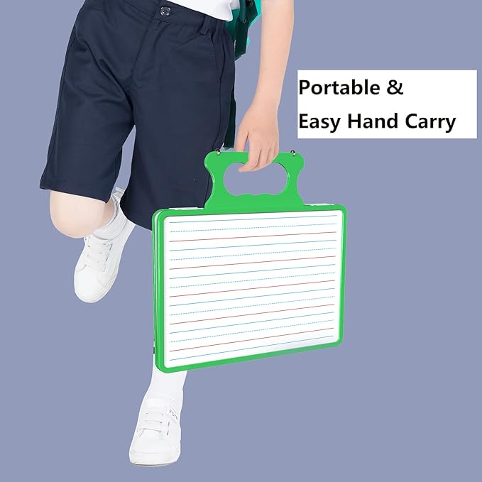 Small Dry Erase White Board with Stand, Double Sided Dry Erase Board for Kids, Foldable Small White Board Portable Mini Whiteboard with Lines & Holder for Home School Office