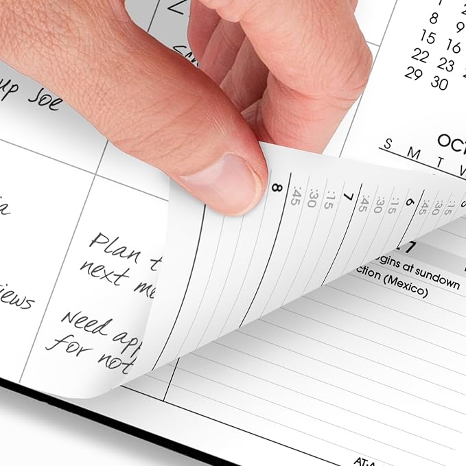 AT-A-GLANCE Planner 2025-2026 Academic, Weekly & Monthly, Quarter-Hourly Appointment Book, 9" x 11", Large, Monthly Tabs, Flexible Cover, Move-A-Page, Black (70957E05)