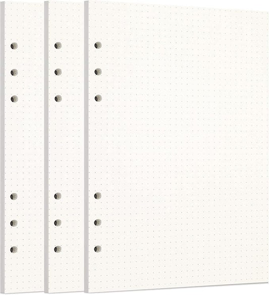 Zelten 3 Pack A5 135 Sheets/270 Pages Dotted Loose Leaf Punched Paper Refills Paper for 6 Hole Binder Personal Organizer Diary Notebook Refillable Planner