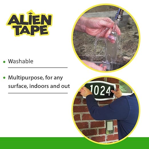 ALIEN TAPE Nano Double Sided Tape 60 Feet, 6 Rolls - Multipurpose Removable Adhesive Transparent Grip Mounting Tape Washable Sticky - Heavy Duty for Crafts, DIY Projects, Home Repairs - As Seen On TV
