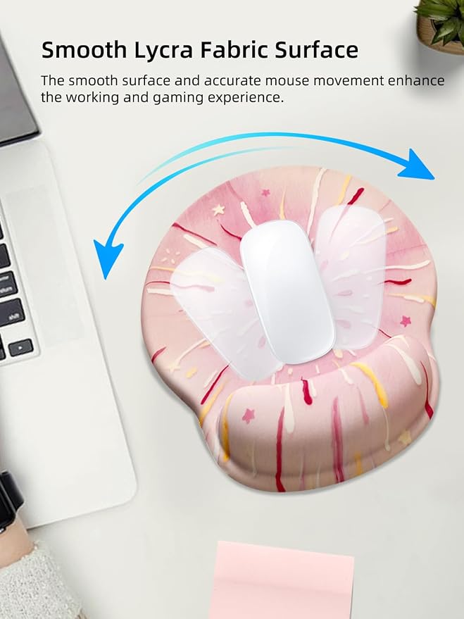 Lily Floral Mouse Pad Wrist Support Wrist Rest, Flower Ergonomic Mouse Pad with Non-Slip Base for Office Gaming Working Computers,Desk Accessories Pain Relief Mouse Mat, Heart