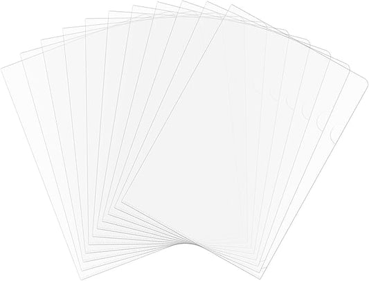 100 Pack Clear Folders for Document Plastic, L-Type Plastic Document Sleeve Folder Project Pockets Fit for 8.5" x 11" Letter Size Paper, for Household Projects, Office, Business Conference and School