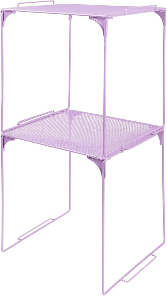 Locker Organizer Shelf Stackable Extra Locker Shelf for School Locker Organizer Storage Cabinet Accessories Suitable for School, Office, and Home use (2, Purple)