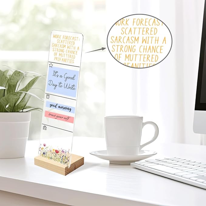 Sticky Note Holder Acrylic Monitor Memo Board Desk Organizers and Accessories Desk Decor Post It Note Holder with 200Pcs Sticky Notes Funny Office Desk Sign
