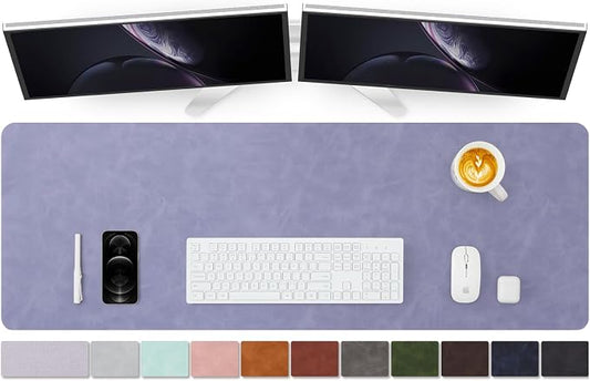 Distressed Leather Desk Mat - Non-Slip PU Desk Pad for Office and Home - Desk Organization and Accessories - Ideal for Large Mouse Pad and Desk Mats on Top of Desks(Lavender,47.2"x 17")