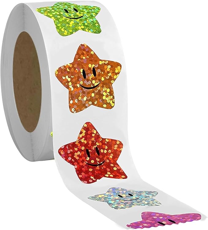 700Pcs Multicolor Star Stickers,Smiley face Star Stickers Reward 1inch 8 Colored Sparkly Foil for Student Planner and School Classroom Teacher Supplies 3.15inch (8cm) ducation and Crafts Teaching
