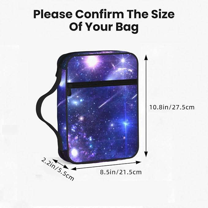 Nebula Galaxy Purple Colorful Bible Cover Case Carrying Book Protector Case Bible Study Supplies Accessories Holder Case Christian Gift for Women Men