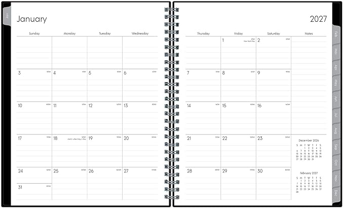 Blue Sky 2027 Weekly and Monthly Planner Calendar, Includes January 2027 - December 2027, 7" x 9", Flexible Cover, Wirebound, Laminated Tabs, Enterprise