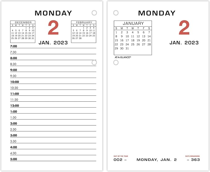 AT-A-GLANCE 2023 Daily Desk Calendar Refill, Standard, 3-1/2" x 6", Loose Leaf, Monthly Tabs (E01750)