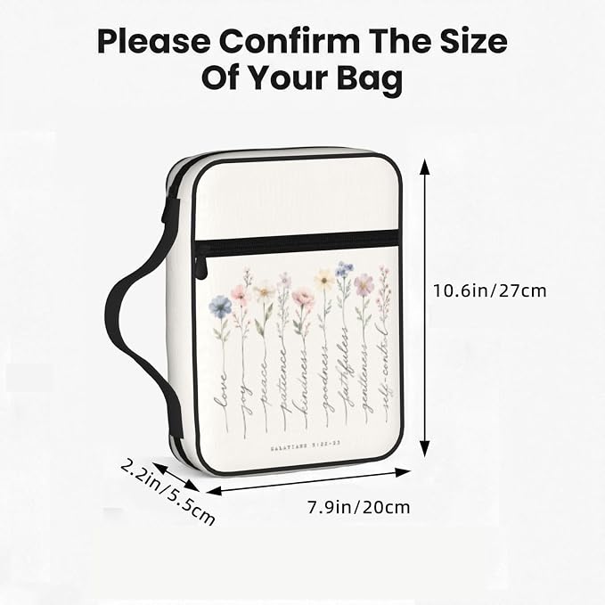 Flower Scripture Christian Religion White Bible Cover Case Carrying Book Protector Case Bible Study Supplies Accessories Holder Case Christian Gift for Women Men