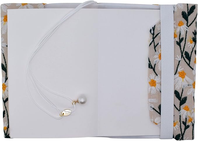 BLBMH A6 Book Cover 4x6 | Non-Stretch Fabric Sleeve with Bookmark | Handmade Washable Protector for Paperback Journal Bible Notebook | Gift for Women Readers - Daisy 2