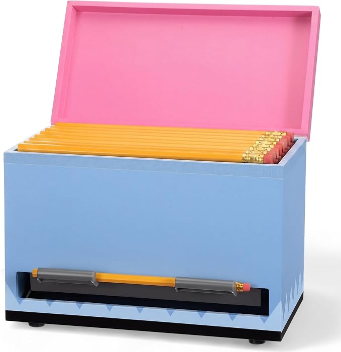 Yalikop 1 Pc Wooden Pencil Dispenser for Classroom Pastel Wood Pencils Holder for up to 200 Pencils Reusable Straw Dispenser for Home Office Teachers Supplies Storage (Pencil,Light Blue)