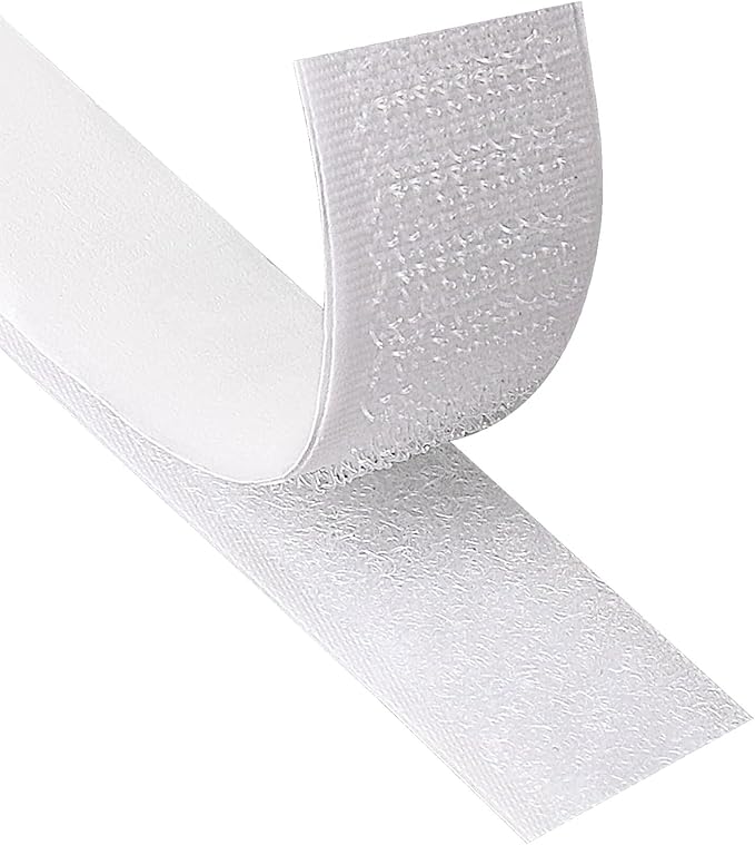 Hook and Loop Adhesive Tape,White 8-Meter Back Adhesive Magic Tape with Mother Buckle,Suitable for Home and Office,Sturdy and Durable
