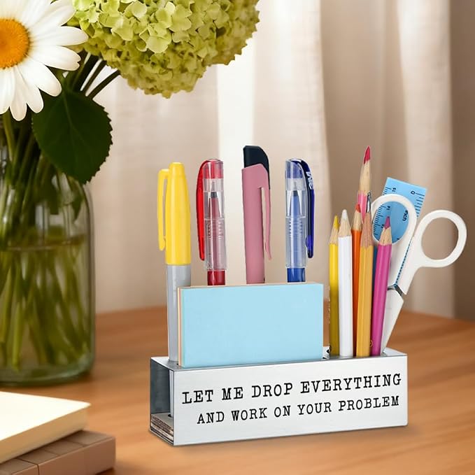 Funny Coworker Pen Pencil Holder Organizer for Desk, Stainless Steel